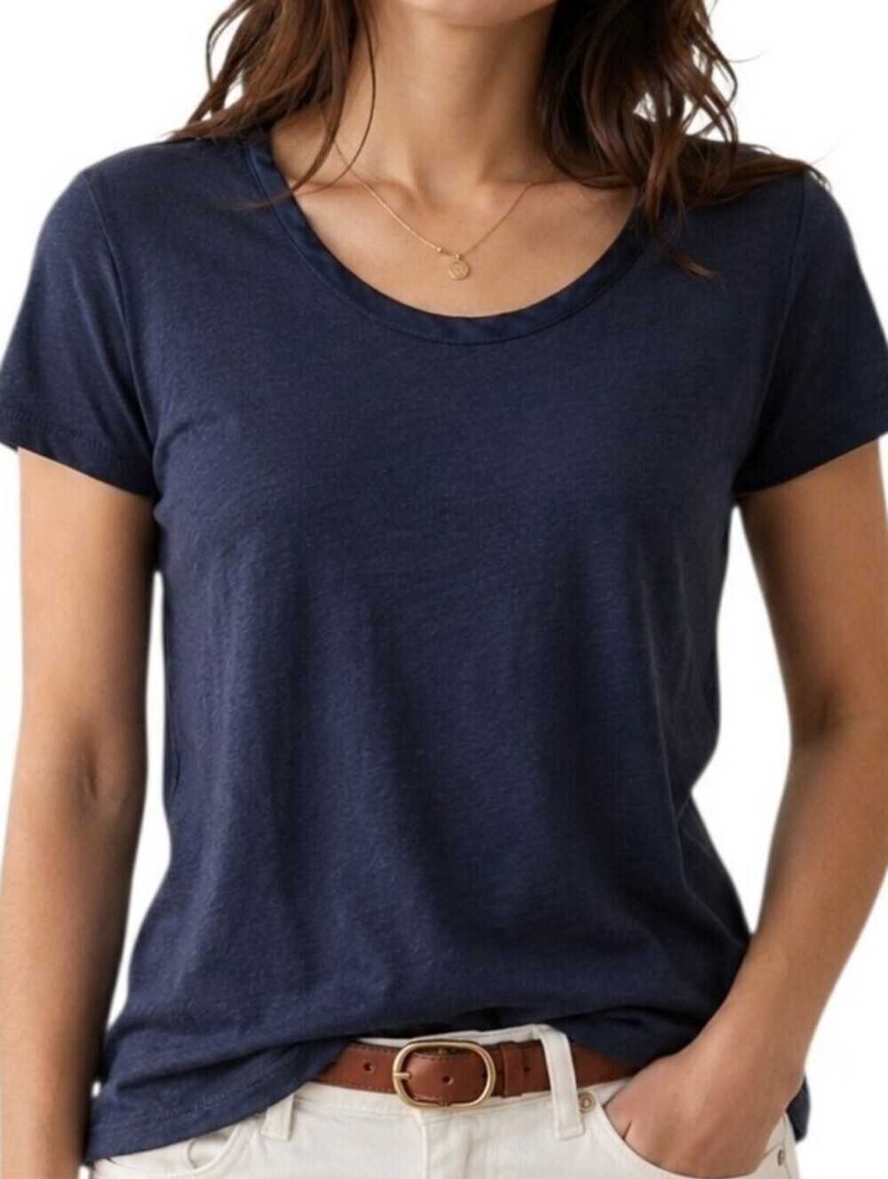 Banana Republic T Shirt Women Medium Blue V Neck Tencel